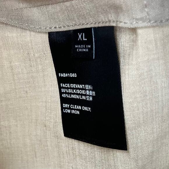 LAFAYETTE 148 NEW YORK Blazer Jacket Beige Silk Linen One Button Pockets Sz XL - Picture 6 of 9